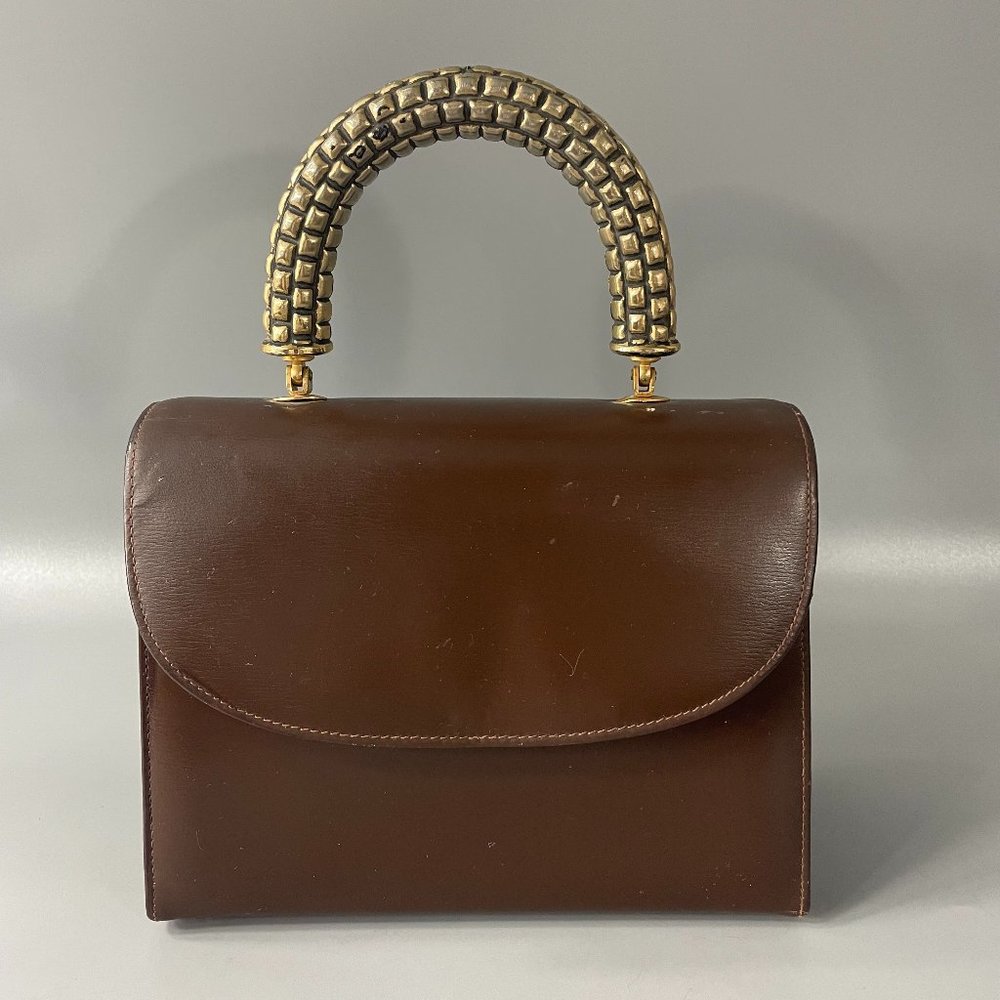 Vintage 1960's Mastercraft Made in Canada Top Handle Handbag, Brown